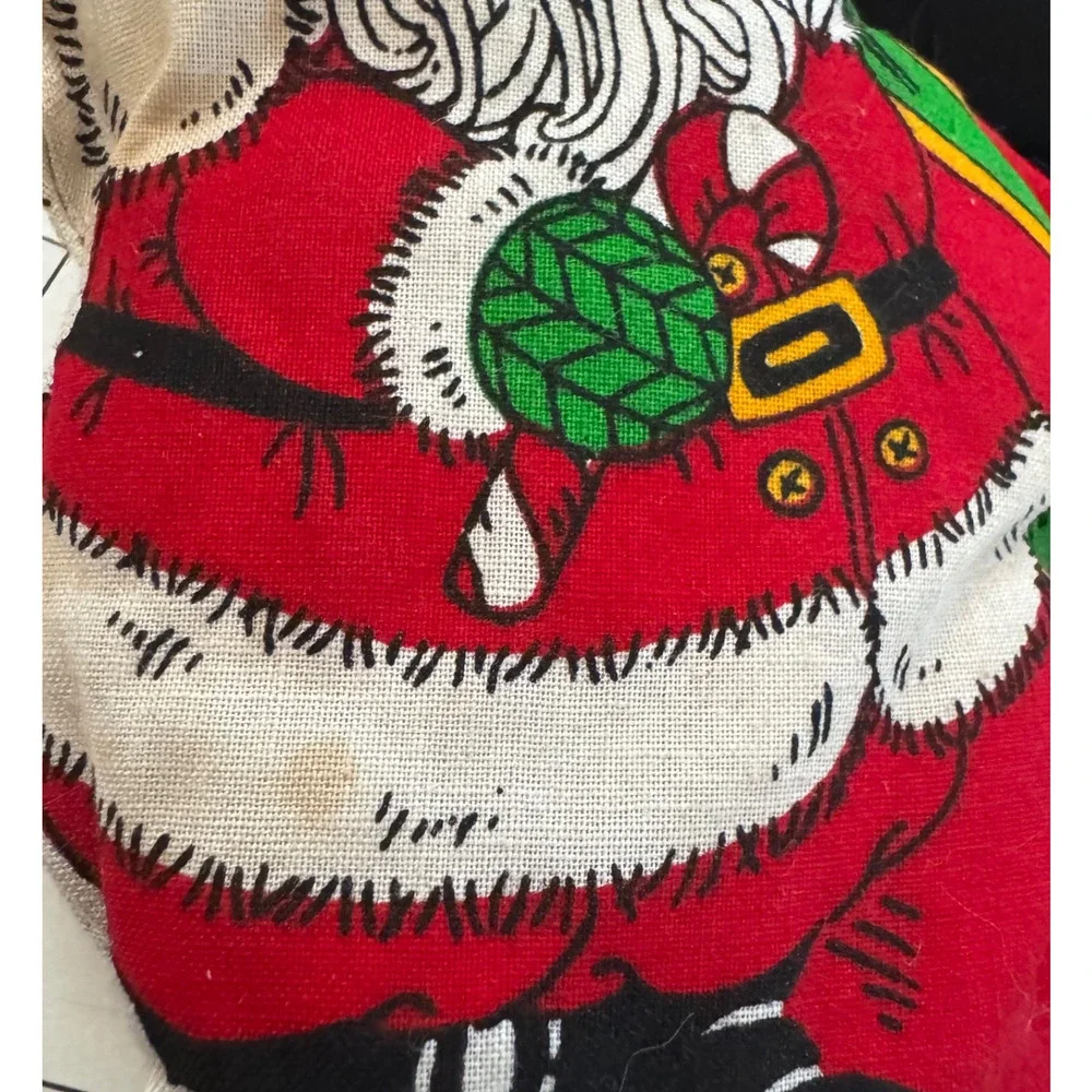 VTG‎ 5 Christmas Ornament Santa Plush Handmade Hand Sewn Fabric Pattern Panel
